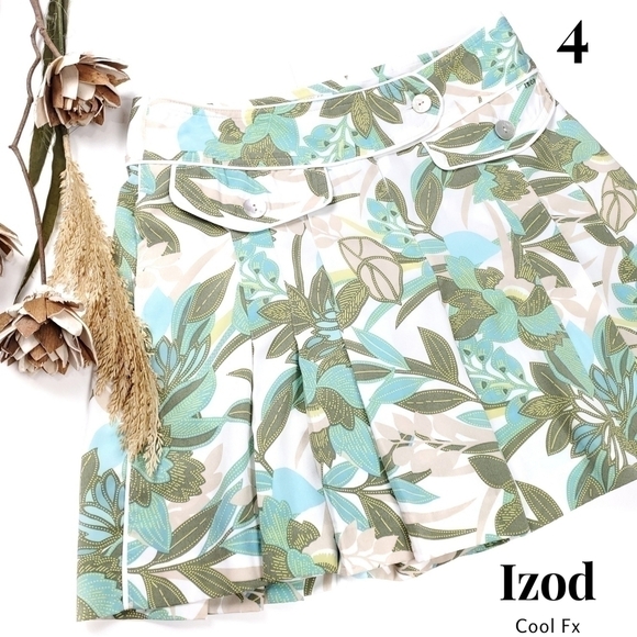 New IZOD Cool XFG Pleated Green Leaf Short Pants Sz 4 - Picture 1 of 16